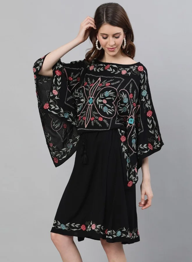 ISHIN Embroidered Overlay Dress