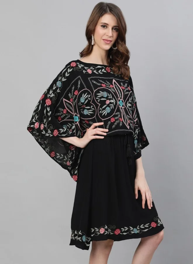 ISHIN Embroidered Overlay Dress