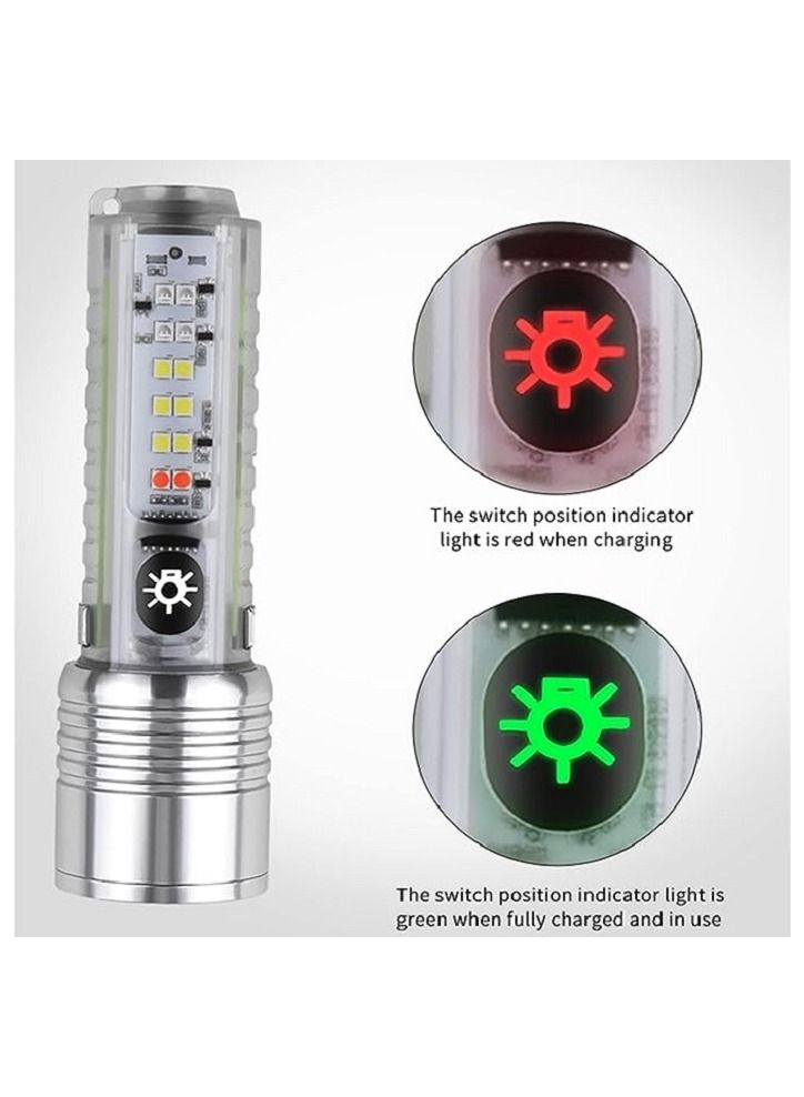 High Brightness Rechargeable Flashlight, Powerful Tactical Flashlight, Bright LED 8000 Lumens, 8 Modes Zoomable, Portable Waterproof Torch for Camping Walking Dogs at Night