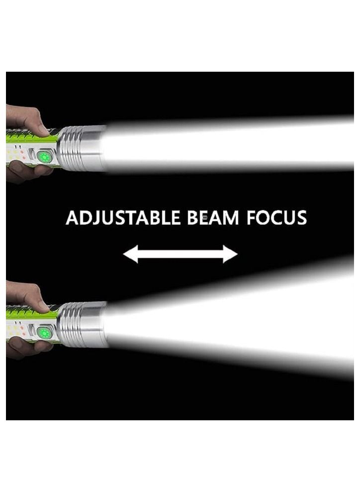 High Brightness Rechargeable Flashlight, Powerful Tactical Flashlight, Bright LED 8000 Lumens, 8 Modes Zoomable, Portable Waterproof Torch for Camping Walking Dogs at Night