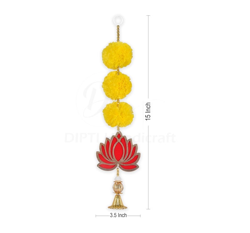 DIPTI HANDICRAFT DIPTI HANDICRAFT Artificial Marigold Fluffy Flowers Garlands with Lotus Ganpati Decoration for Festive Pooja Wedding Diwali Decorations Festival Events Home Table Bedroom Pooja Room Pack of 10  - Image 5