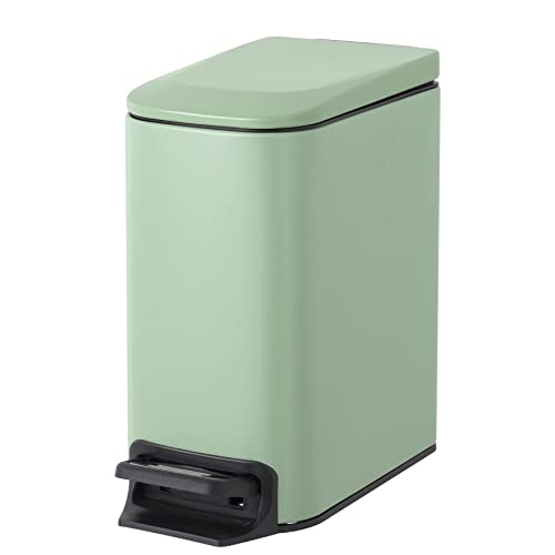 Cesun Small Bathroom Trash Can with Lid Soft Close, Step Pedal, 6 Liter / 1.6 Gallon Stainless Steel Garbage Can with Removable Inner Bucket, Anti-Fingerprint Finish (Matt Green) - Image 1