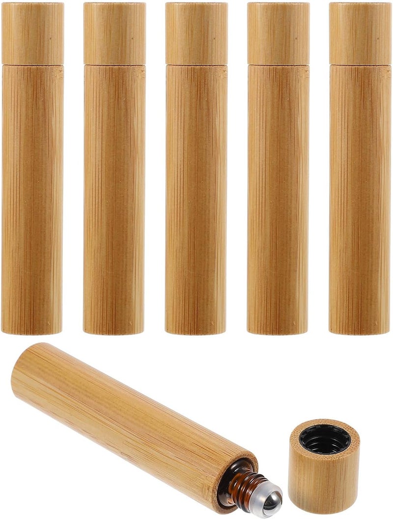 Roll-on Bottles for Essential Oils 6pcs 10ml Glass Refillable Roller Ball Bottles with Caps Portable Travel Massage Perfume Containers - Image 1