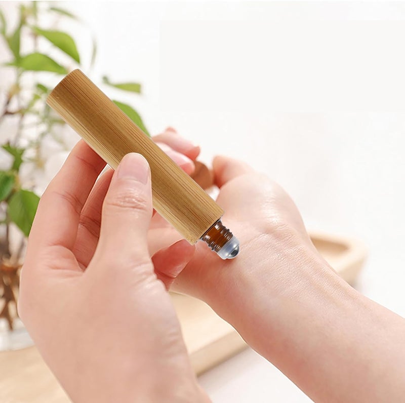 Roll-on Bottles for Essential Oils 6pcs 10ml Glass Refillable Roller Ball Bottles with Caps Portable Travel Massage Perfume Containers - Image 4