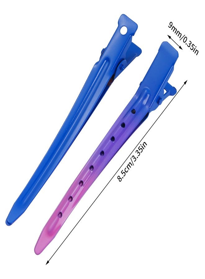 Bantoye 24 Packs Duck Bill Clips, Bantoye 3.35 Inches Rustproof Metal Alligator Curl Clips with Holes for Hair Styling, Hair Coloring, Gradient Deep Blue (BTY-CLIP-GDB) - Image 2