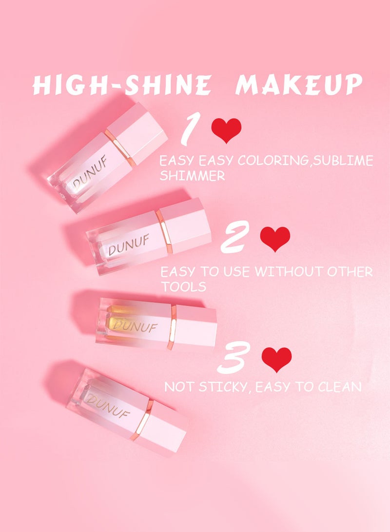 DUNUF Highlighter Liquid Long Lasting Waterproof Smudge Proof Shimmer Glitter Silky Smooth Lightweight Natural Multi Used Brightening Face Illuminator Makeup Stick for Face Eyes Lips and Body 6G  - Image 4