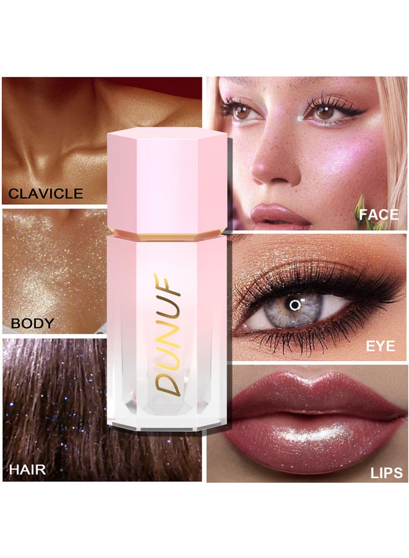 DUNUF Highlighter Liquid Long Lasting Waterproof Smudge Proof Shimmer Glitter Silky Smooth Lightweight Natural Multi Used Brightening Face Illuminator Makeup Stick for Face Eyes Lips and Body 6G  - Image 5