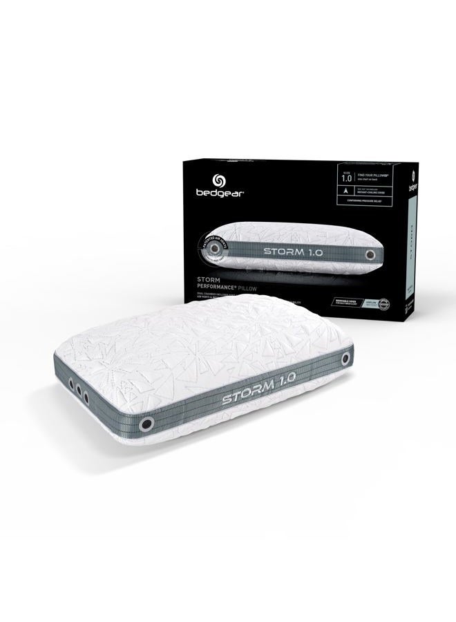 Bedgear Storm Cuddle Curve Performance Pillow - Size 1.0 - Washable Dual-Sided Cooling Cover - Medium-Firm Pillows for All Sleep Positions - Back, Stomach, and Side Sleeper Pillow - 20" x 26" - Image 1