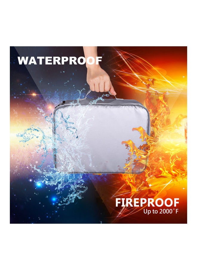 Fireproof Document Bag With Zipper Silver