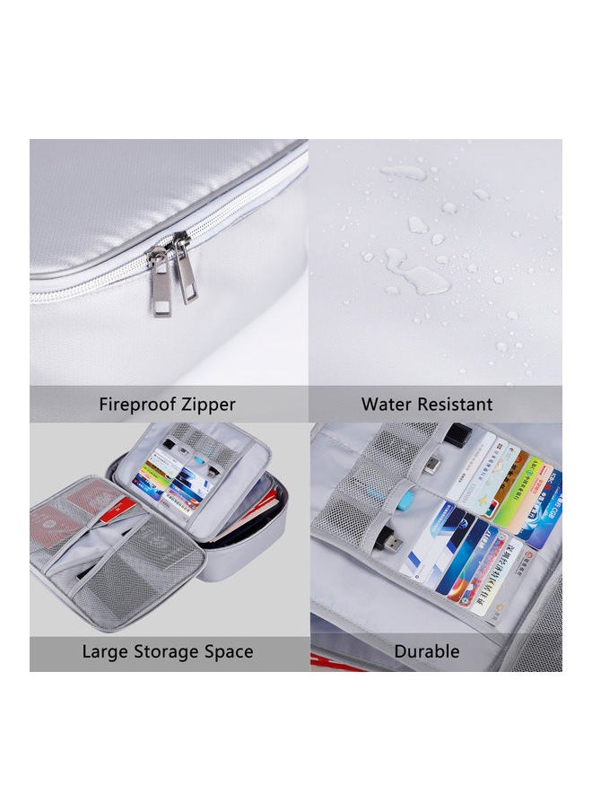 Fireproof Document Bag With Zipper Silver