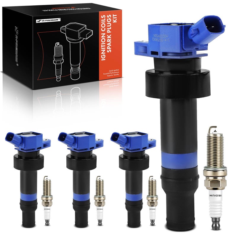 APremium Blue Set of 8 Ignition Coil Pack and Iridium Spark Plugs Compatible with Kia Soul 20122019 Rio 20122019 Hyundai Accent 20122019 Veloster 20122017 16L
