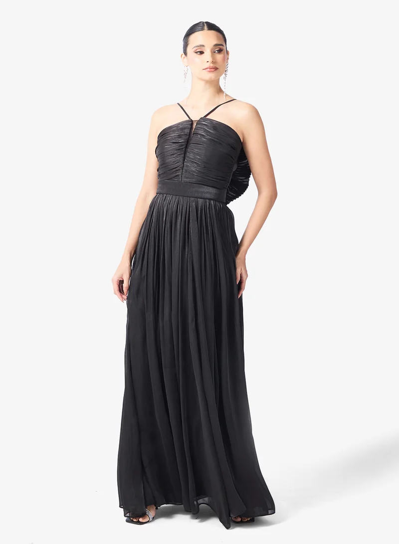 Namshi x  Halter Neck Pleat Detail A Line Gown for Women | Best Price UAE