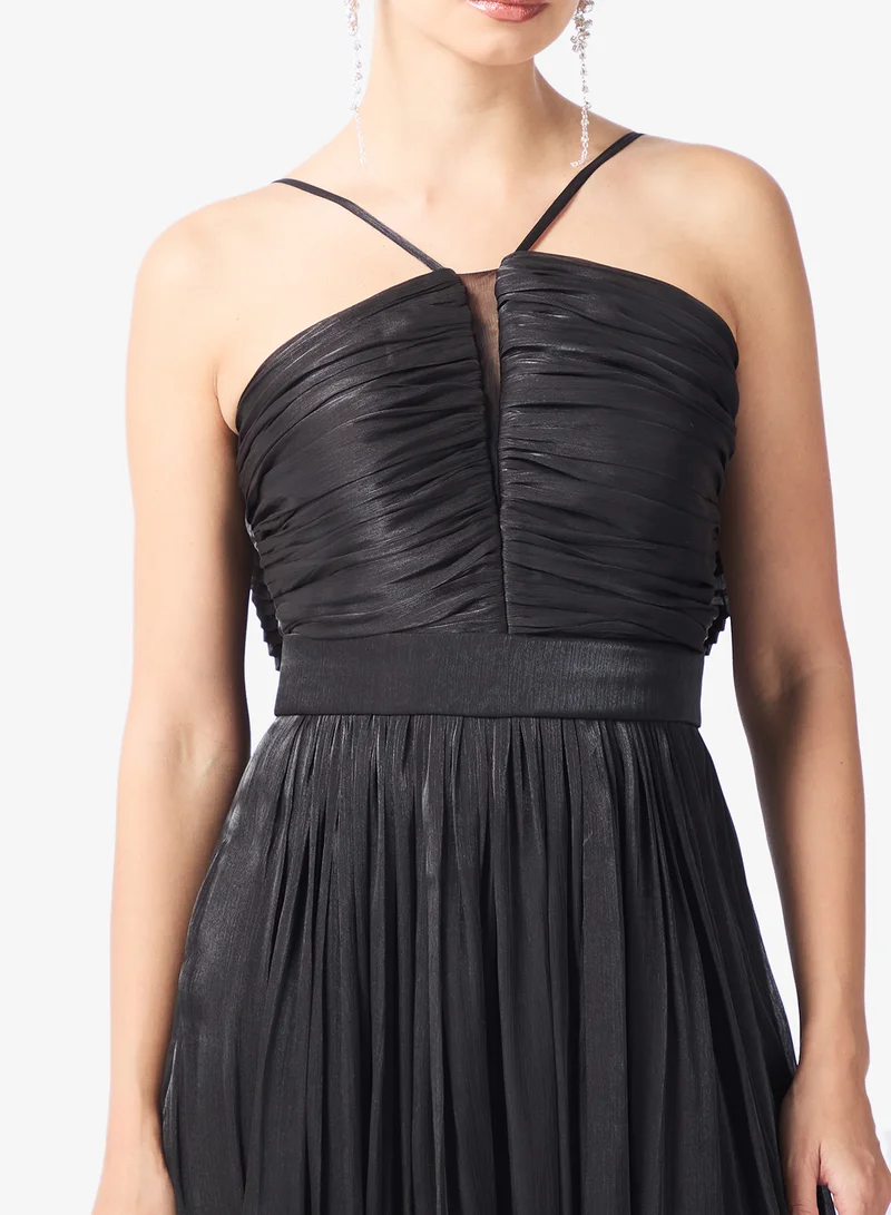 Namshi x  Halter Neck Pleat Detail A Line Gown for Women | Best Price UAE