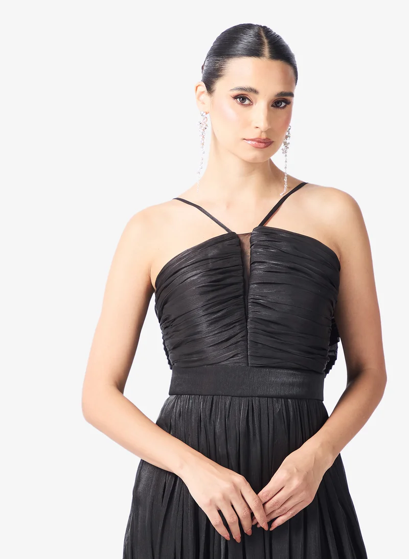 Namshi x  Halter Neck Pleat Detail A Line Gown for Women | Best Price UAE