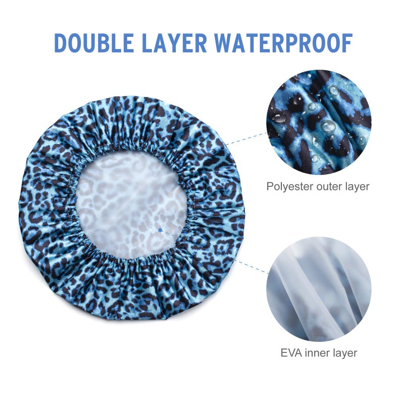 AmazerBathShower Cap, 4 PCS Shower Caps for Women Reusable Waterproof, Double Layers Hair Cap for Shower, Elastic and Flexi Bath Caps, Environmental Protection Bathing Caps - Image 2
