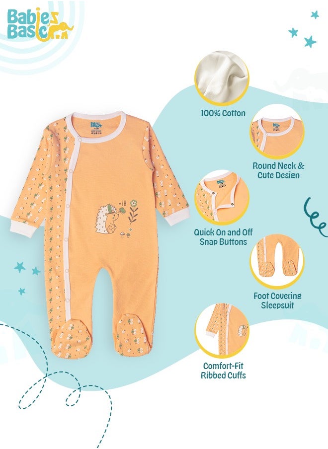 Babies Basic 100% Cotton Printed Long Sleeves Jumpsuit/Romper/Sleepsuit For Babies  - Image 3