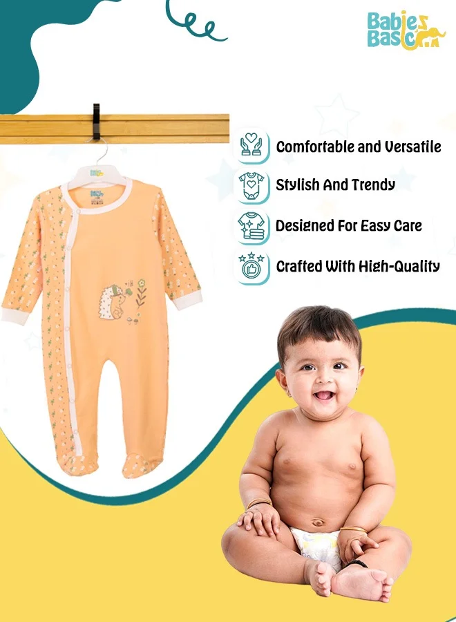 Babies Basic 100% Cotton Printed Long Sleeves Jumpsuit/Romper/Sleepsuit For Babies