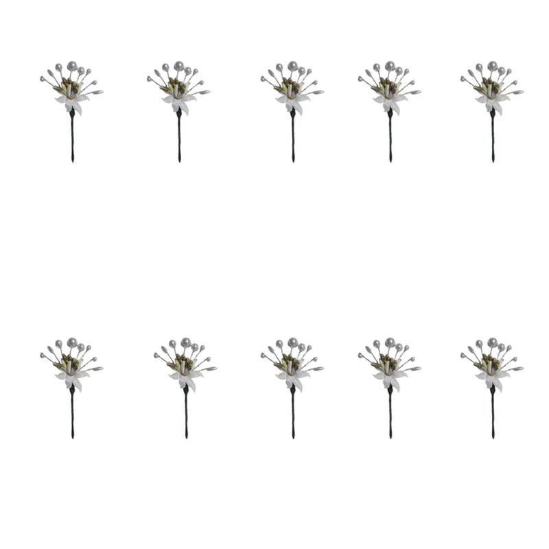 Devino Ora Pearl Artificial Bridal Weddinghair flower accessories For WomensgajraJuda PinJuda BunHair Clipartificial flowers For hair White And Golden 10 - Image 2