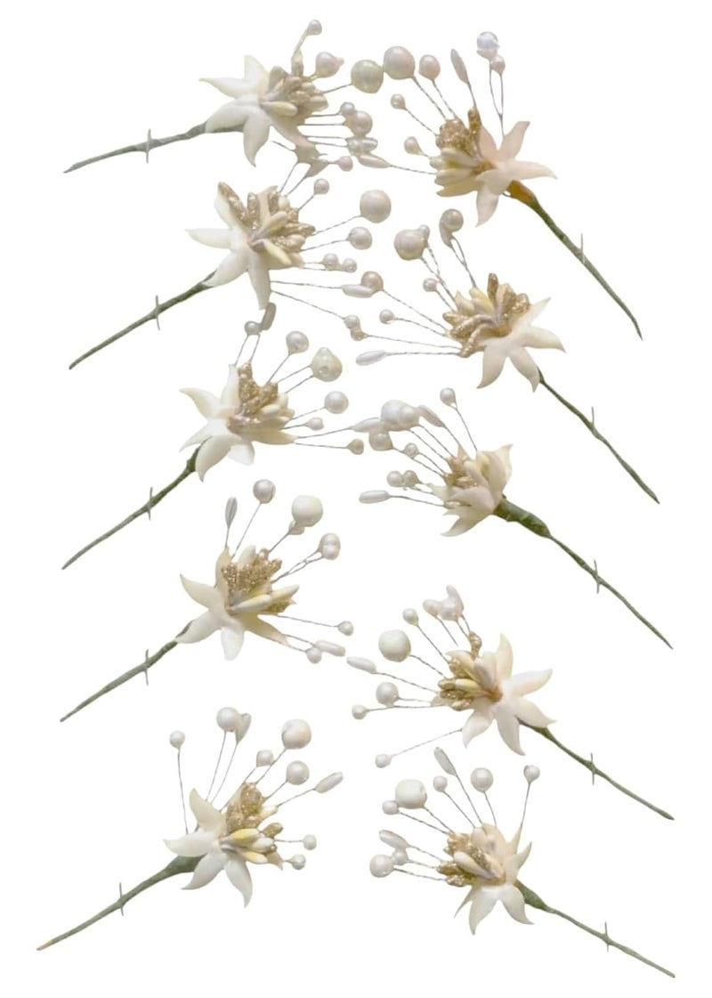 Devino Ora Pearl Artificial Bridal Weddinghair flower accessories For WomensgajraJuda PinJuda BunHair Clipartificial flowers For hair White And Golden 10 - Image 1