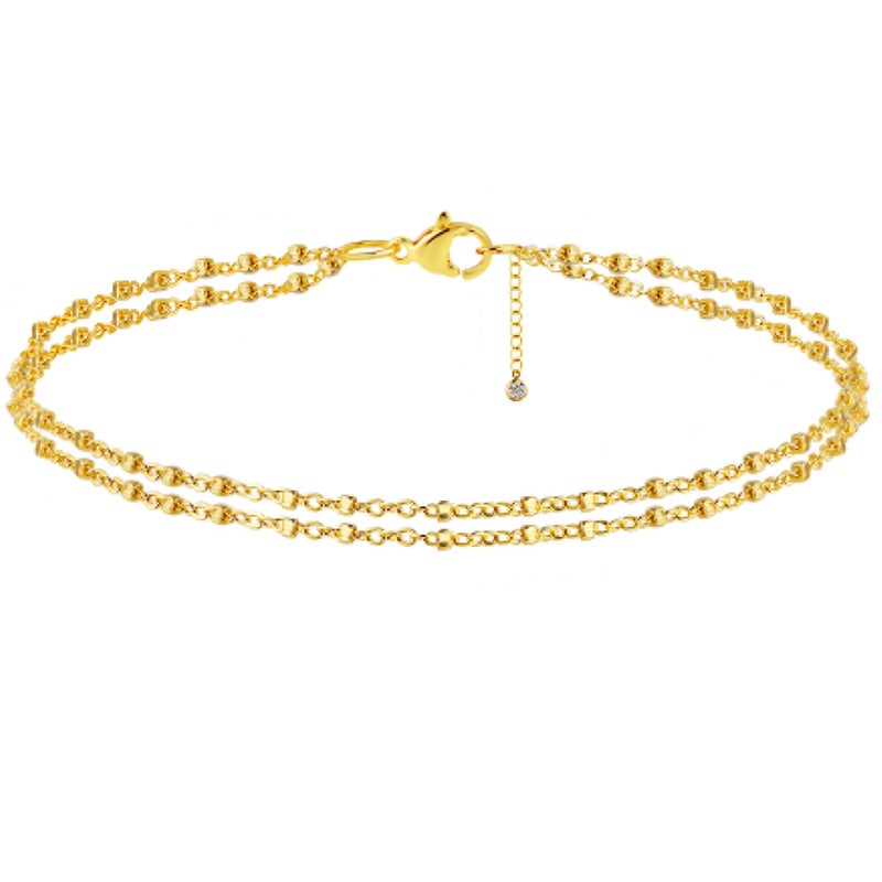 MFRYK Gold Ankle Bracelets for women,14K Gold Anklets For Women Waterproof Lightweight Double Gold Dot Chain Anklets Set Layered Anklet Bracelets For Women Trendy Gold Jewelry Gift for Women - Image 1