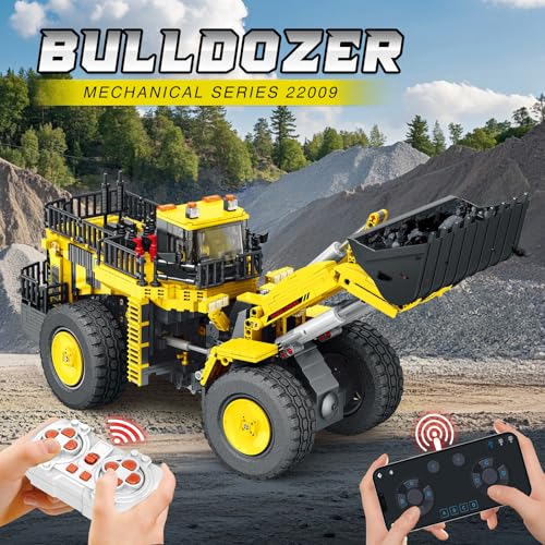 Reobrix Bulldozer Building Blocks Set 22009 Engineering Vehicle Model Kit for Adults Remote Control Excavator Toy with 4Wheel Drive Gifts for Adults Ages 14 1876 Pieces - Image 5
