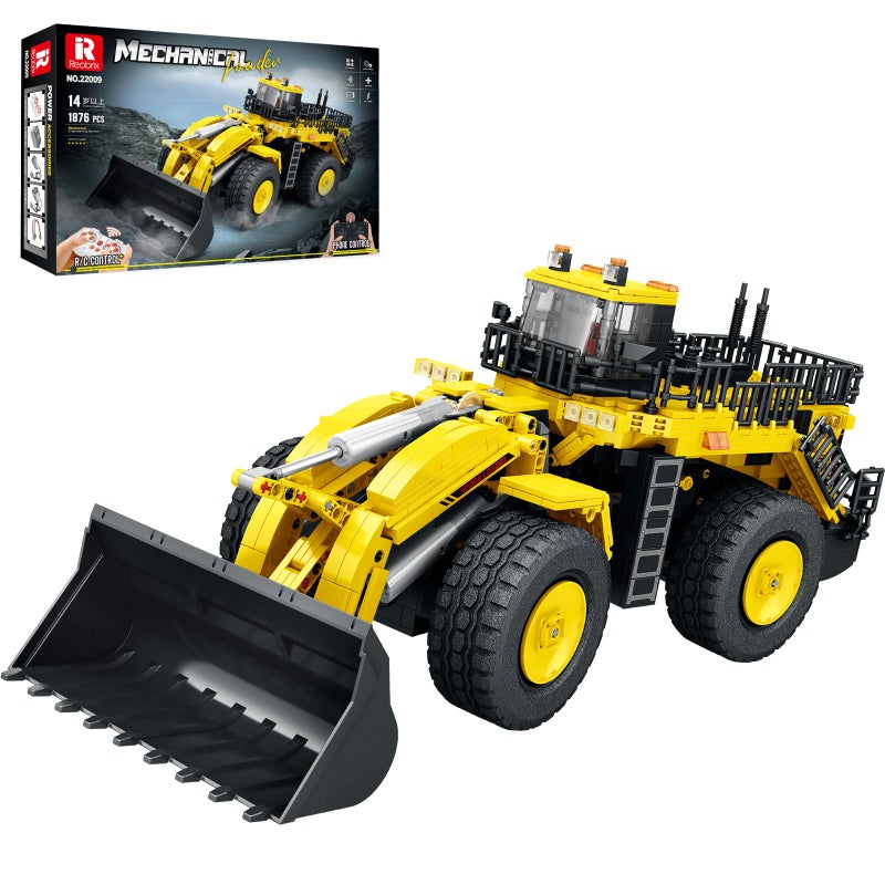 Reobrix Bulldozer Building Blocks Set 22009 Engineering Vehicle Model Kit for Adults Remote Control Excavator Toy with 4Wheel Drive Gifts for Adults Ages 14 1876 Pieces - Image 3
