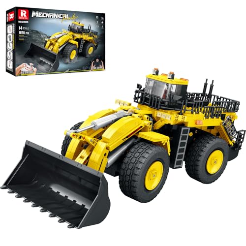 Reobrix Bulldozer Building Blocks Set 22009 Engineering Vehicle Model Kit for Adults Remote Control Excavator Toy with 4Wheel Drive Gifts for Adults Ages 14 1876 Pieces - Image 1