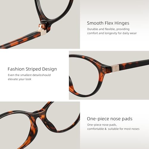 resjok Blue Light Glasses for Woman - Fashion Small Oval Frame Blue Light Blocking Glasses, Anti Eyestrain Eyeglasses (DarkTortoise) - Image 5