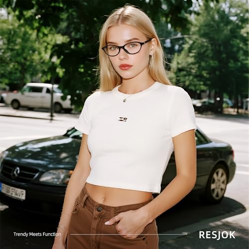 resjok Blue Light Glasses for Woman - Fashion Small Oval Frame Blue Light Blocking Glasses, Anti Eyestrain Eyeglasses (DarkTortoise) - Image 3