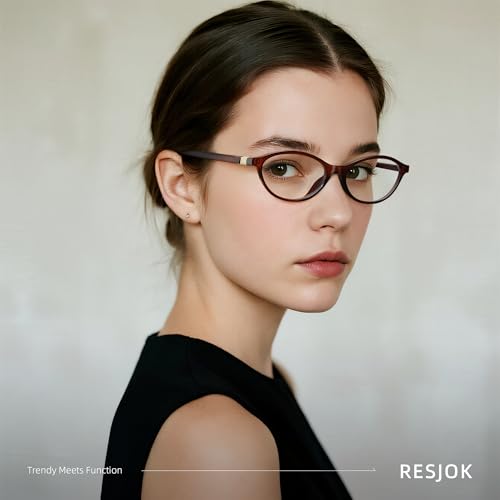 resjok Blue Light Glasses for Woman - Fashion Small Oval Frame Blue Light Blocking Glasses, Anti Eyestrain Eyeglasses (DarkTortoise) - Image 4