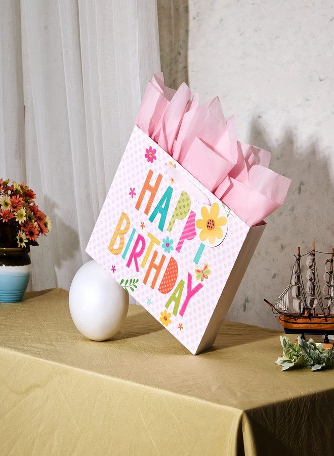 Bobobag 13" Pink Gift Bag with Tissue Paper for happy Birthday large gift bags for Girls - Image 4