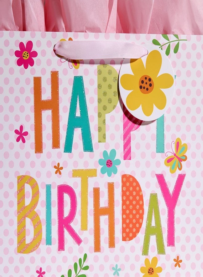 Bobobag 13" Pink Gift Bag with Tissue Paper for happy Birthday large gift bags for Girls - Image 3