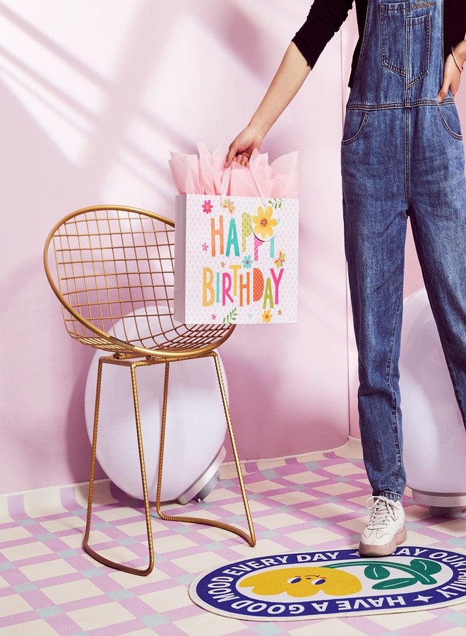 Bobobag 13" Pink Gift Bag with Tissue Paper for happy Birthday large gift bags for Girls - Image 2
