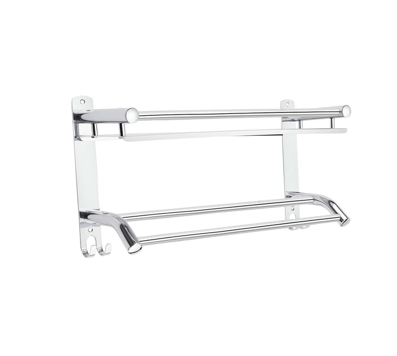ELITONE Multipurpose Stainless Steel One Layer Shelf with Towel Rod I Multipurpose Wall Mount Bath Shelf Organizer l Bathroom Shelf and Rack I Bathroom Accessories Chrome Finish