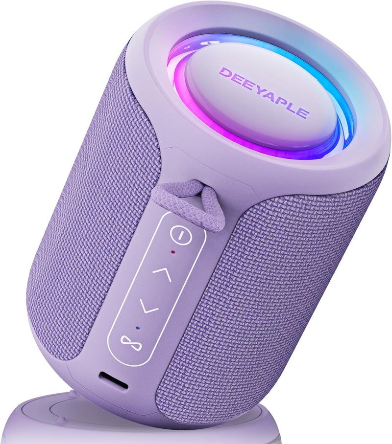Deeyaple Bluetooth Speaker Wireless,IP67 Waterproof & Dustproof Portable Speaker with Lights,15W Loud Stereo Sound, 2500mAh Battery All Day Playtime, TWS Pairing, BT5.3, Home/Party/Outdoor/Beach (Purple) - Image 1