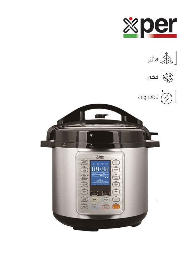 XPER Granite Electric Pressure Cooker - 8 Liters - With Mandi Attachment - XPC12M8G - Image 1