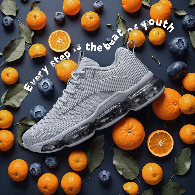 Luogoks Womens Walking Running Shoes Air Cushion Basketball Sneakers Fashion Tennis Breathable Sport Gym Fitness Cross Trainers Shoes Light Grey 9 - Image 3