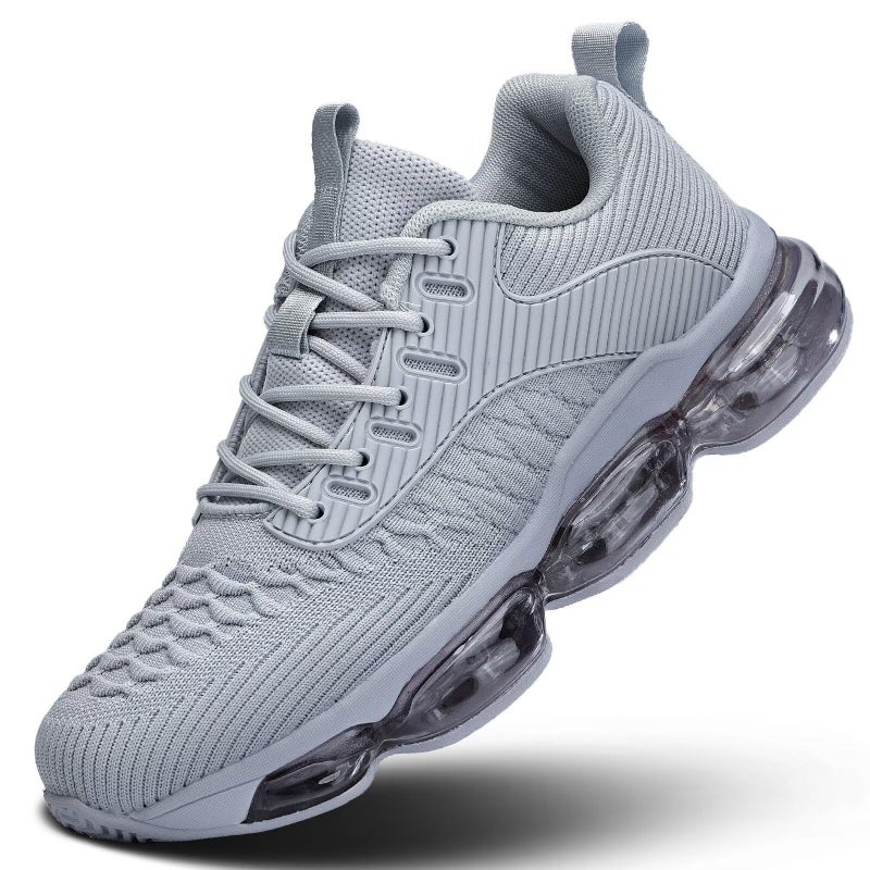 Luogoks Womens Walking Running Shoes Air Cushion Basketball Sneakers Fashion Tennis Breathable Sport Gym Fitness Cross Trainers Shoes Light Grey 9 - Image 1