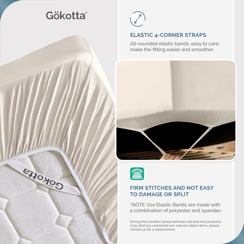 GOKOTTA Twin XL Sheet Sets  100% Tanboocel Rayon Derived from Bamboo Sheets Twin XL Set  Soft Cooling Sheets  15"" Pocket Twin XL Sheets with Elastic Corner Straps  Moisture Wicking Double Stitching - Image 4