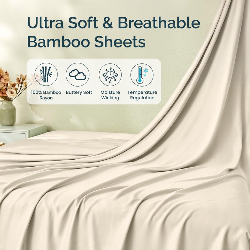GOKOTTA Twin XL Sheet Sets  100% Tanboocel Rayon Derived from Bamboo Sheets Twin XL Set  Soft Cooling Sheets  15"" Pocket Twin XL Sheets with Elastic Corner Straps  Moisture Wicking Double Stitching - Image 2