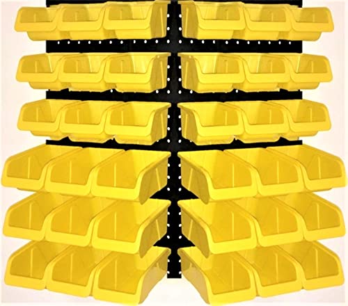 WALLPEG 36 Pack Pegboard Bin Kit – 18 Medium & 18 Large Yellow Peg Board Storage Bins | Parts Organizer for Garage, Workshop, Craft Room, Office & Workbench | Pegboard Accessory Organier | MADE IN USA - Image 1