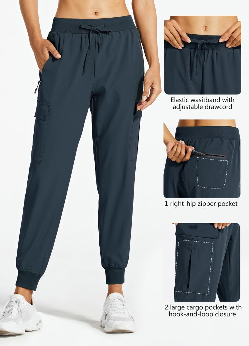 Libin Women's Cargo Joggers Lightweight Quick Dry Hiking Pants Athletic Lounge Casual Travel, Navy L - Image 4