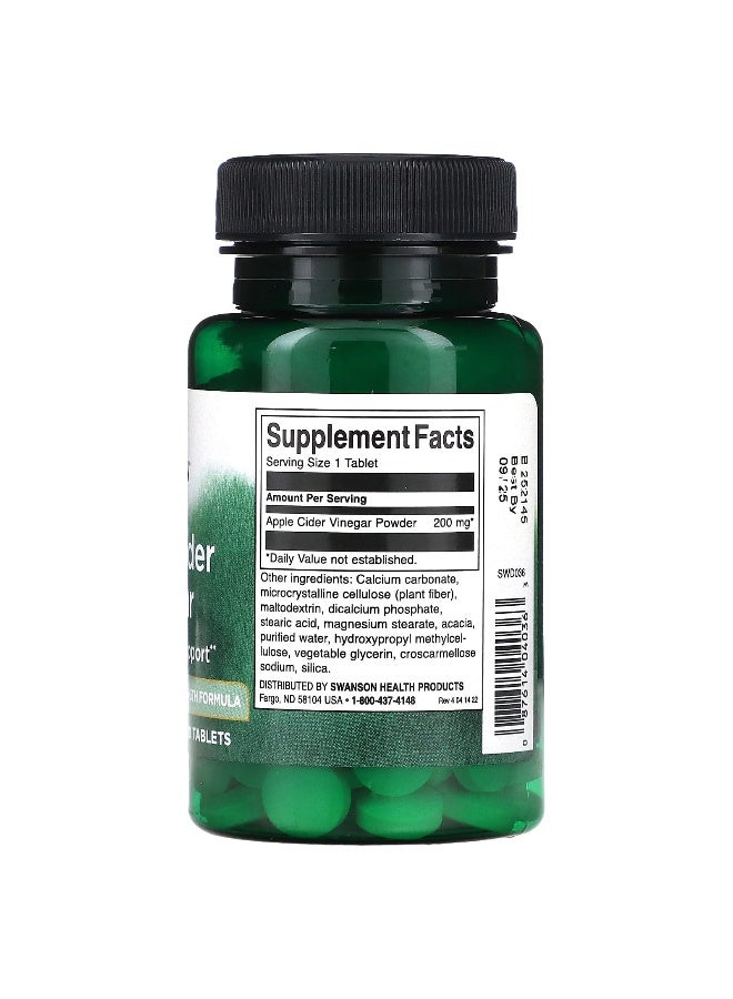 Swanson, Apple Cider Vinegar, 200 mg, 120 Tablets - Image 2