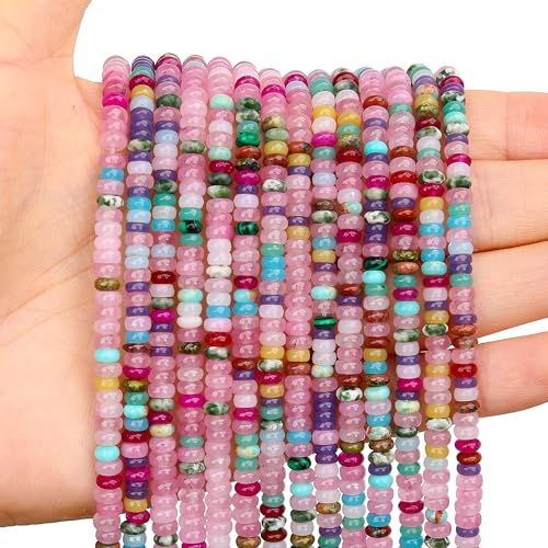 BONNY BOXX 1 Strand (150PCs) Natural 2 * 4mm Colorful Rondelle Beads, Natural Abacus Disk Stone Beads Loose Spacer Gemstone for DIY Bracelet Necklace Jewelry Making - Image 1