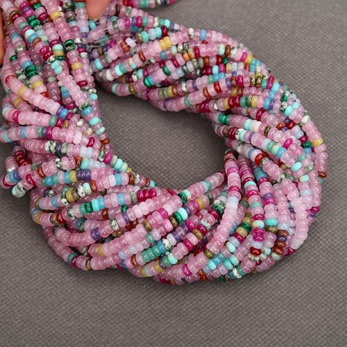 BONNY BOXX 1 Strand (150PCs) Natural 2 * 4mm Colorful Rondelle Beads, Natural Abacus Disk Stone Beads Loose Spacer Gemstone for DIY Bracelet Necklace Jewelry Making - Image 3