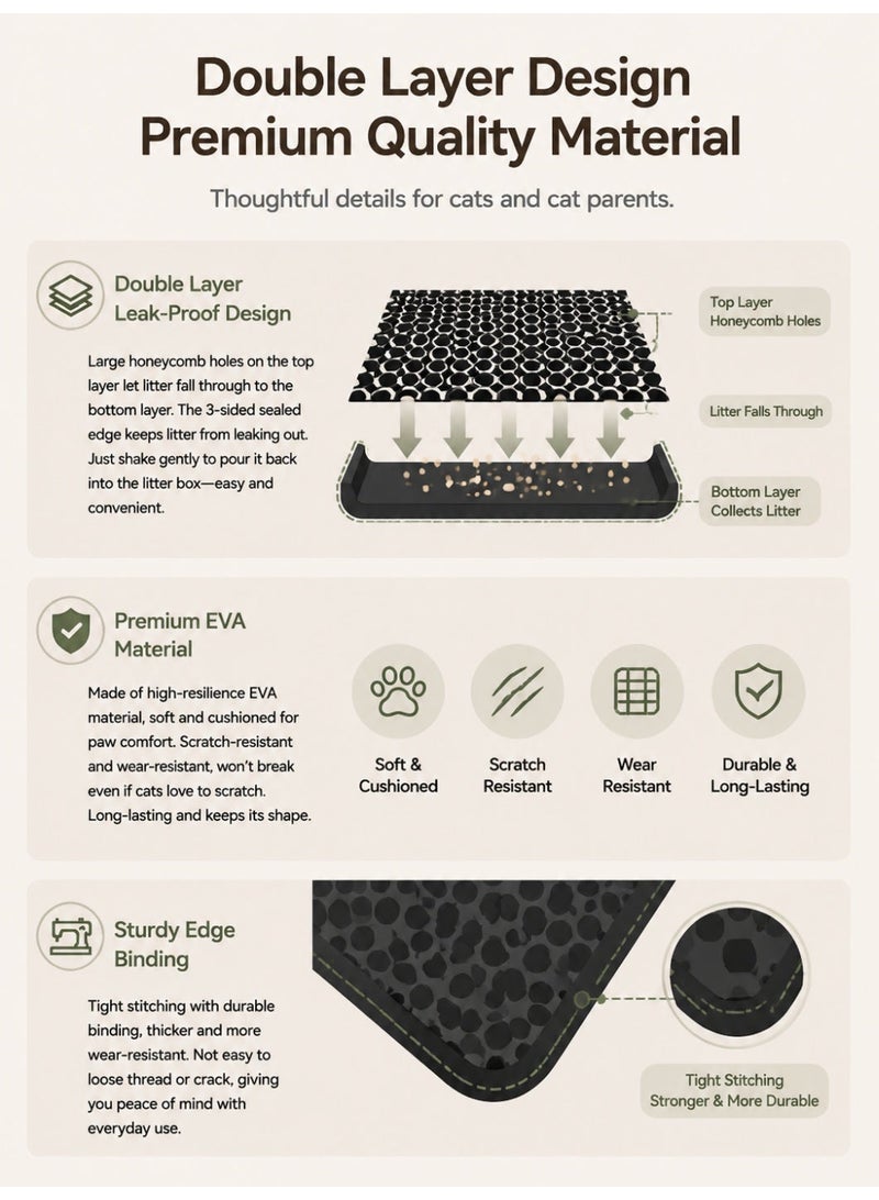 Novahome EVA Double-Layer Cat Litter Mat – Thick, Anti-Tracking, Waterproof, Scratch-Resistant Pet Mat 45x60cm - Image 2