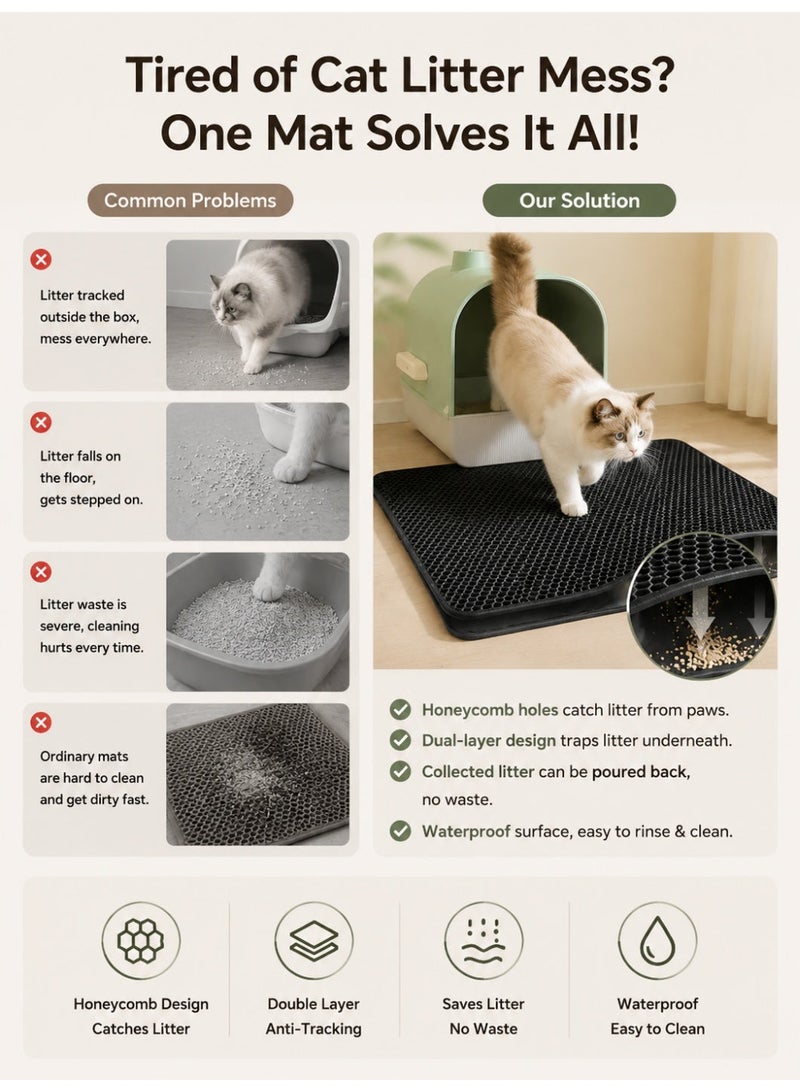 Novahome EVA Double-Layer Cat Litter Mat – Thick, Anti-Tracking, Waterproof, Scratch-Resistant Pet Mat 45x60cm - Image 3