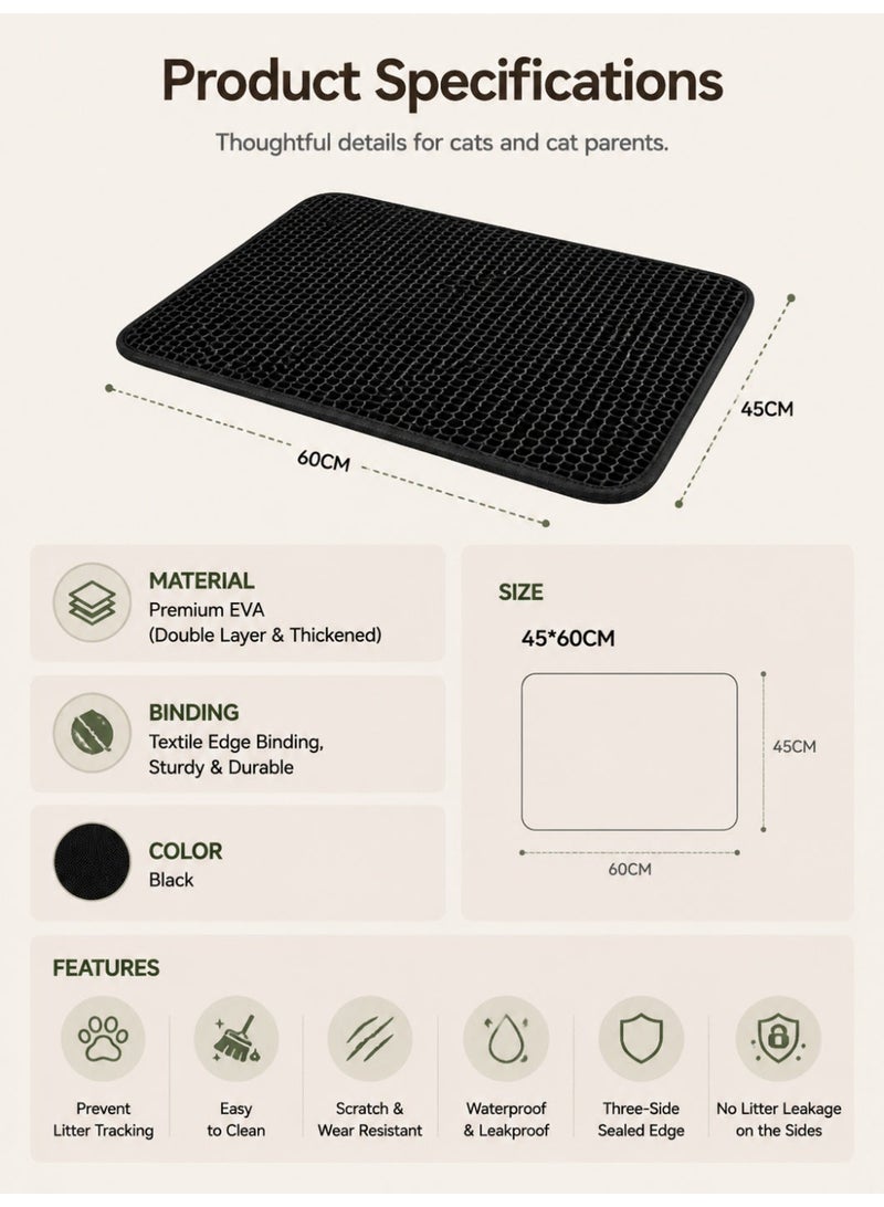 Novahome EVA Double-Layer Cat Litter Mat – Thick, Anti-Tracking, Waterproof, Scratch-Resistant Pet Mat 45x60cm - Image 4