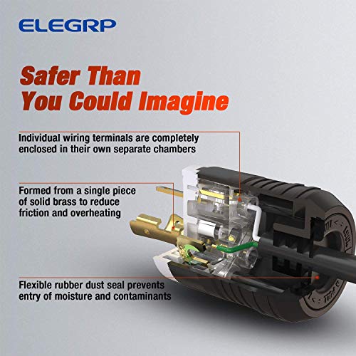 ELEGRP NEMA L5-30P Locking Plug, Generator Twist Lock Adapter Plug, 30 Amp 125V 2 Pole 3 Wire Grounding, Industrial Grade Heavy Duty, UL Listed (1 Pack, Black/White) - Image 5