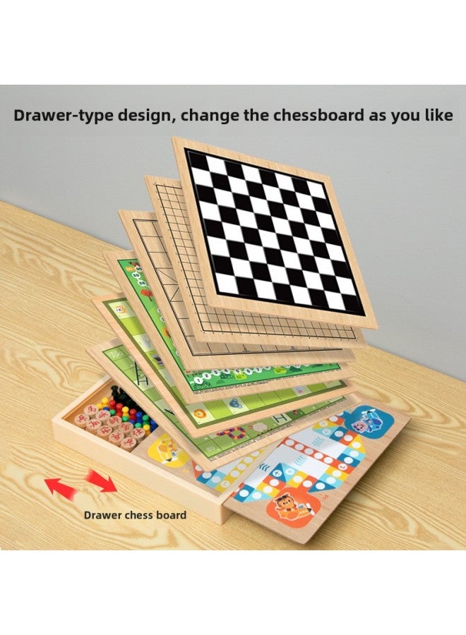 Xiao Mu Yi Children's Educational Checkers Colosseum Chess Multifunctional Chess Table Game Wooden All-in-One-Color:Xmy-7 In 1 (fly + Five + Jump + Bucket + Rising + Single + Master)  - Image 4